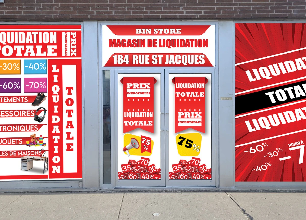 Liquidation St-Jacques bin store in Jacques, Quebec — a Canadian liquidation store with daily price drops.