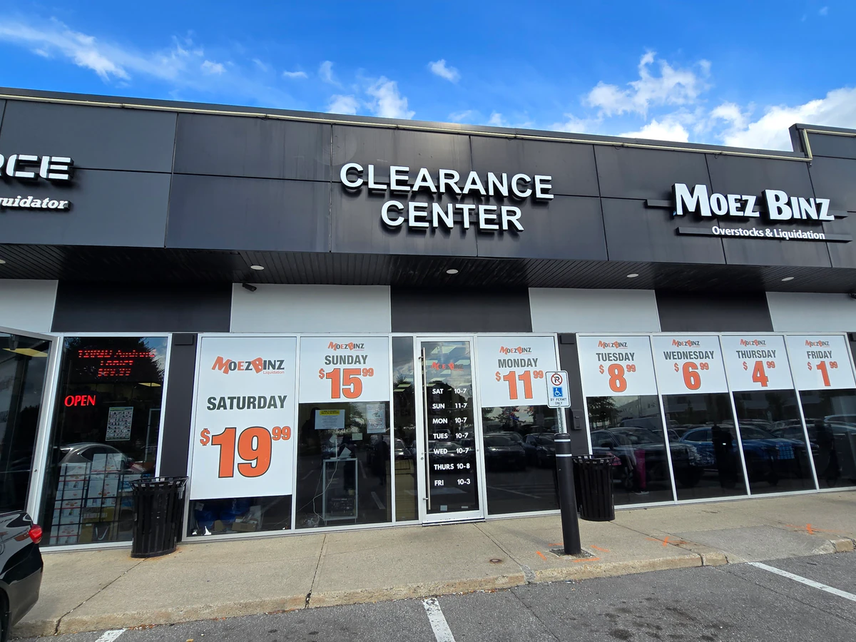 Moez Binz & Liquidation bin store in North York, Ontario — a Canadian liquidation store with daily price drops.