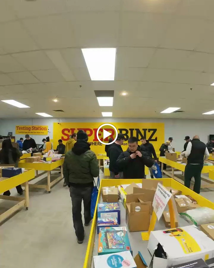 Super Binz Liquidation bin store in Calgary, Alberta — a Canadian liquidation store with daily price drops.