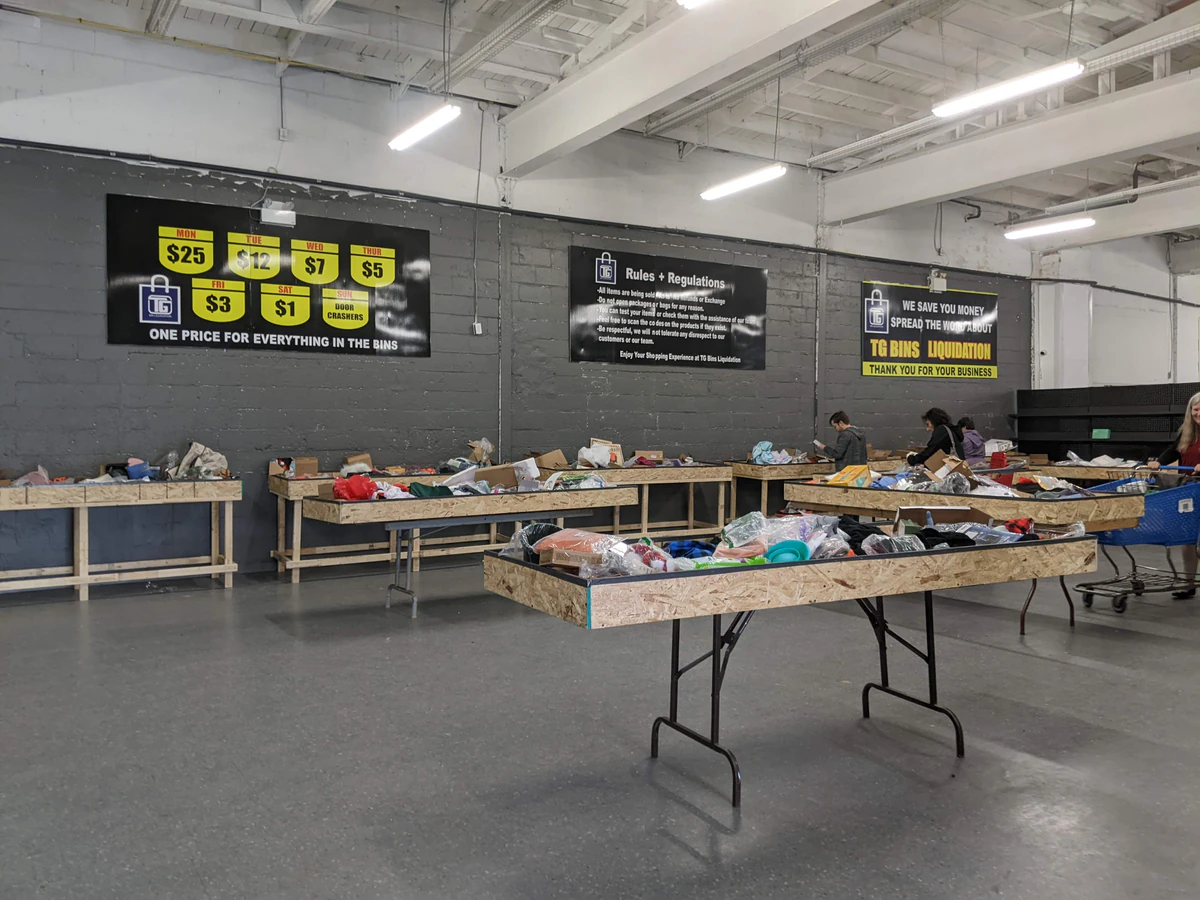 TG Bins bin store in St Catharines, Ontario — a Canadian liquidation store with daily price drops.