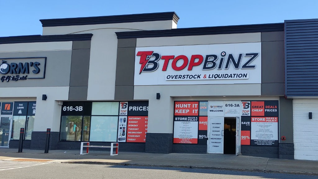 Top Binz Overstock & Liquidation bin store in Kingston, Ontario — a Canadian liquidation store with daily price drops.