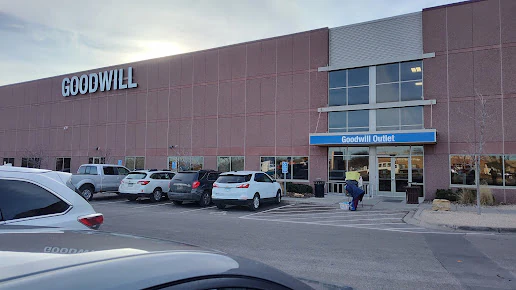 Goodwill - Brooklyn Park Outlet in Brooklyn Park, Minnesota, displaying a large open layout with rows of donation bins.