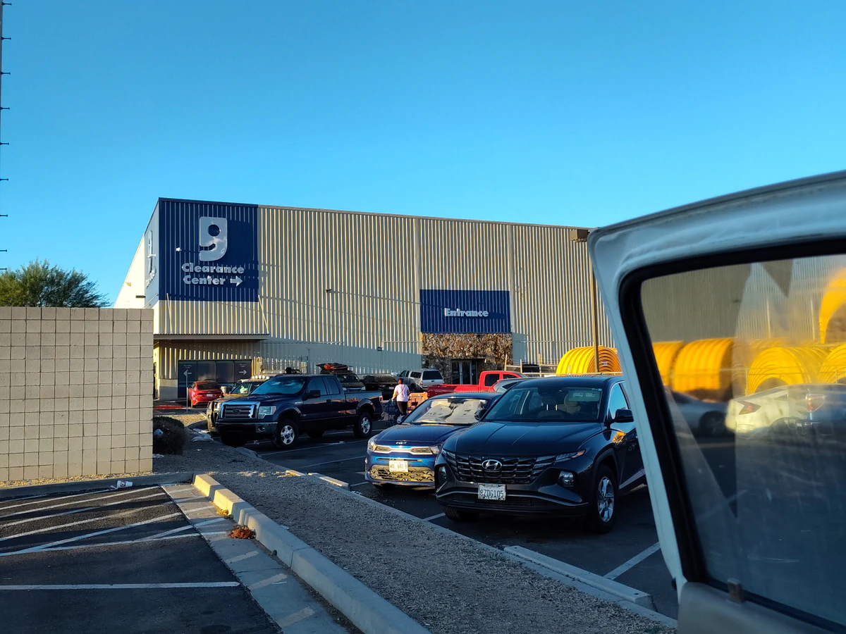 Goodwill Clearance Center in Phoenix, Arizona, featuring the main entrance and checkout area of the thrift shop.