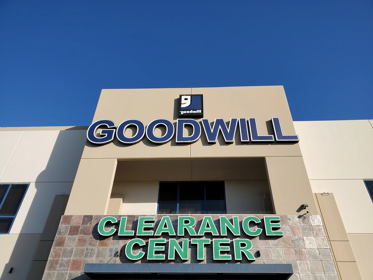 Goodwill Clearance Center in Las Vegas, Nevada, featuring the main entrance and checkout area of the thrift shop.