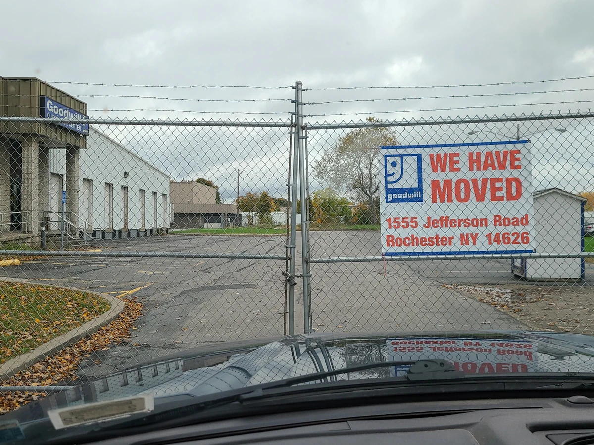 Goodwill Clearance Center in Rochester, New-york, featuring the main entrance and checkout area of the thrift shop.