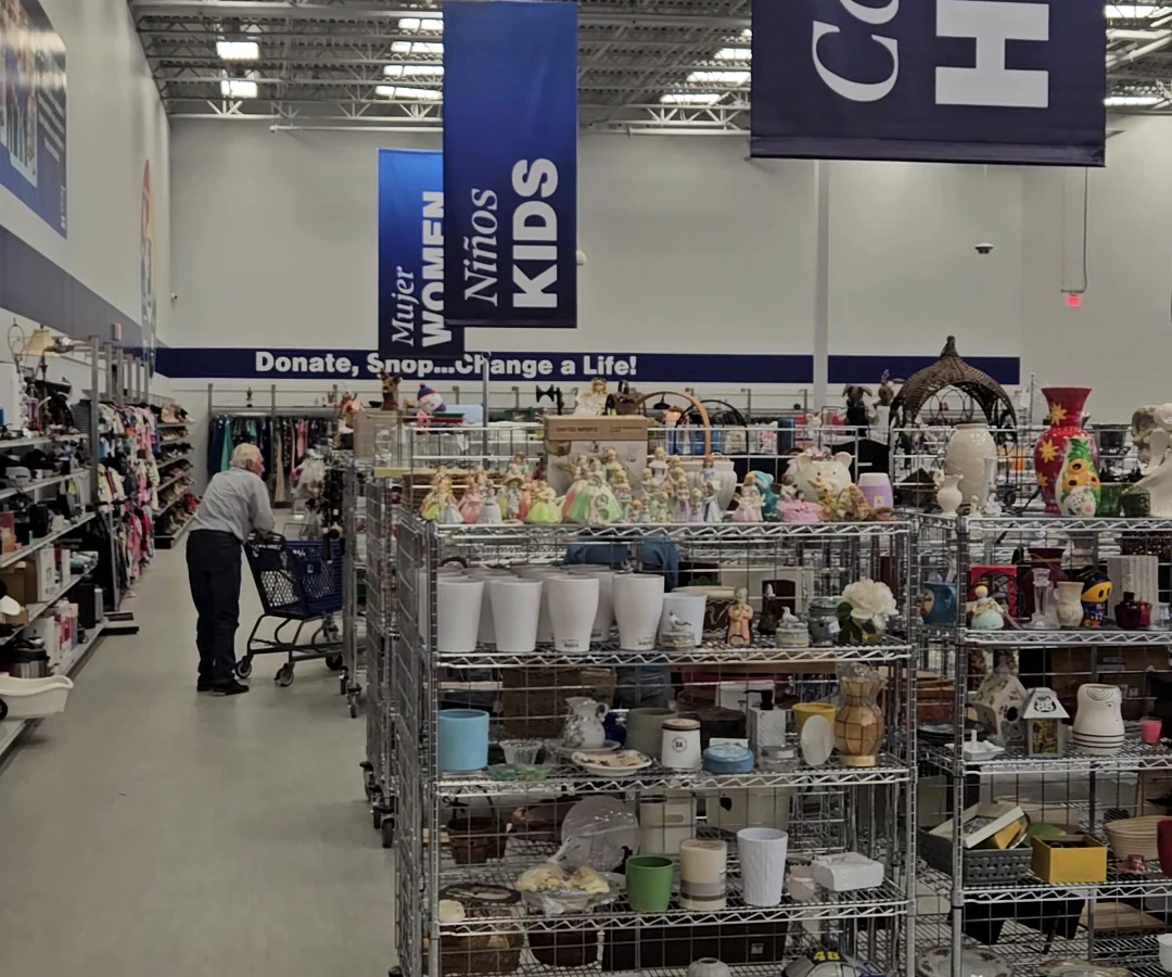 Goodwill East in New Orleans, Louisiana, highlighting the spacious interior layout of the retail store.