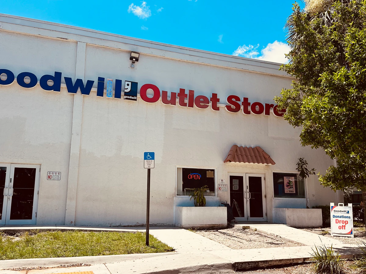 Goodwill in Fort Lauderdale, Florida, a Goodwill thrift store showing neatly organized clothing racks and household goods.
