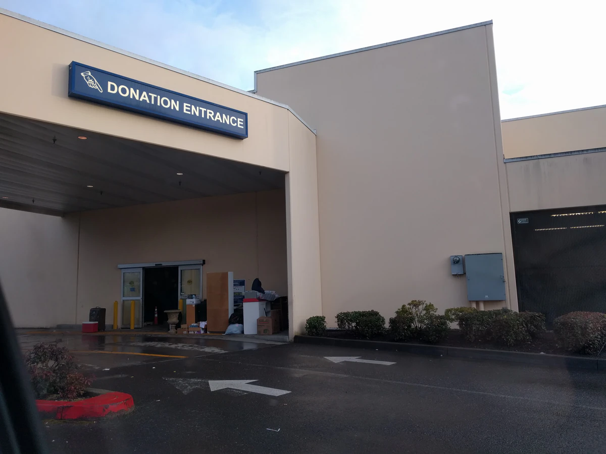 Goodwill Industries of the Columbia Willamette, a Goodwill thrift store featuring the main entrance and checkout area of the.