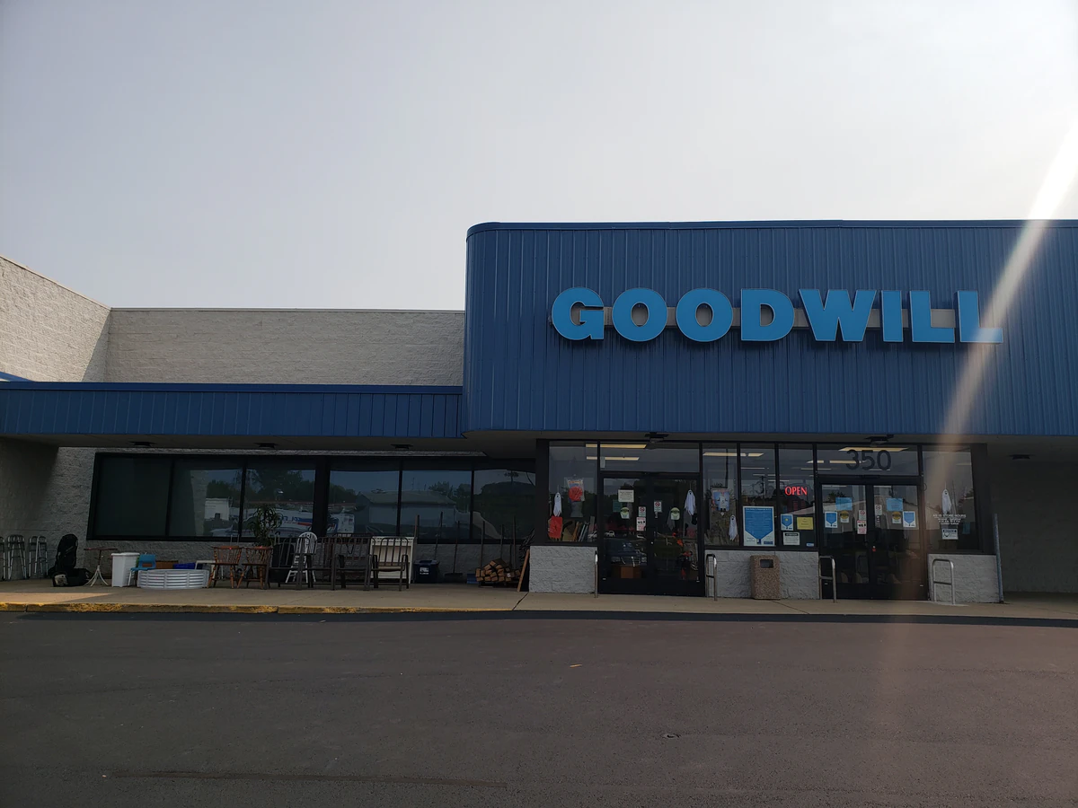 Goodwill in Charlotte, Michigan, a Goodwill thrift store showing neatly organized clothing racks and household goods.