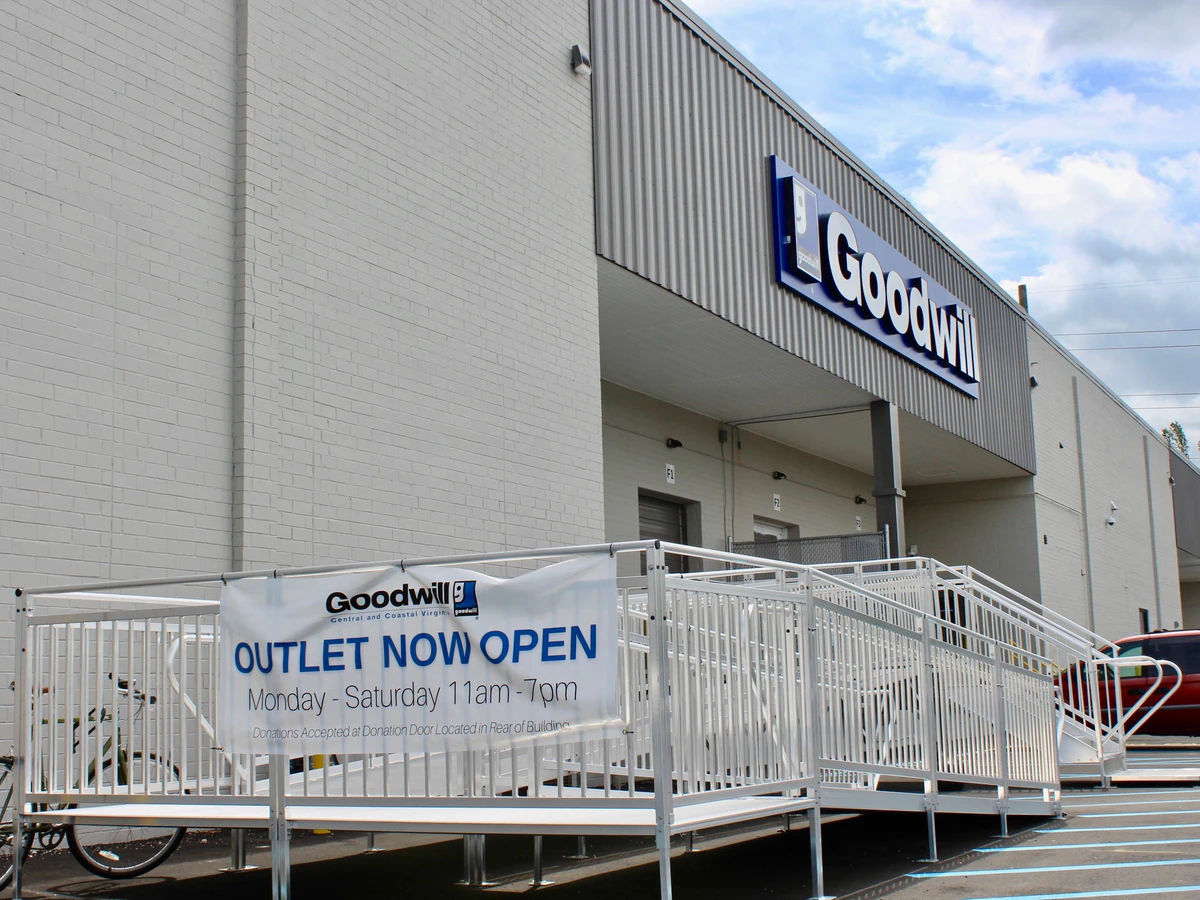 Goodwill of Central and Coastal Virginia Outlet, a Goodwill outlet store displaying a large open layout with rows of donatio.