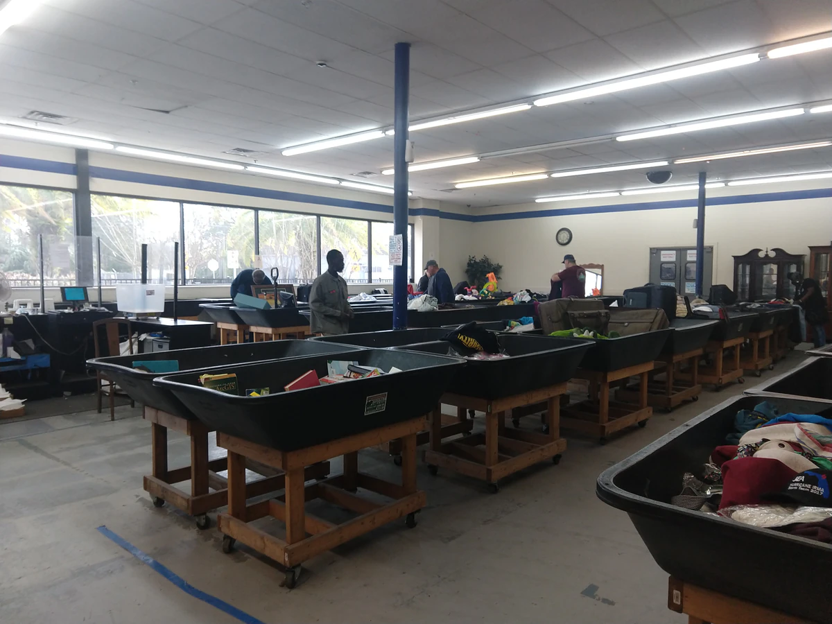 Goodwill Outlet Store and Donation Center, a Goodwill outlet store displaying a large open layout with rows of donation bins.