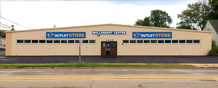 Goodwill Outlet Store Waterloo in Waterloo, Iowa, displaying a large open layout with rows of donation bins.