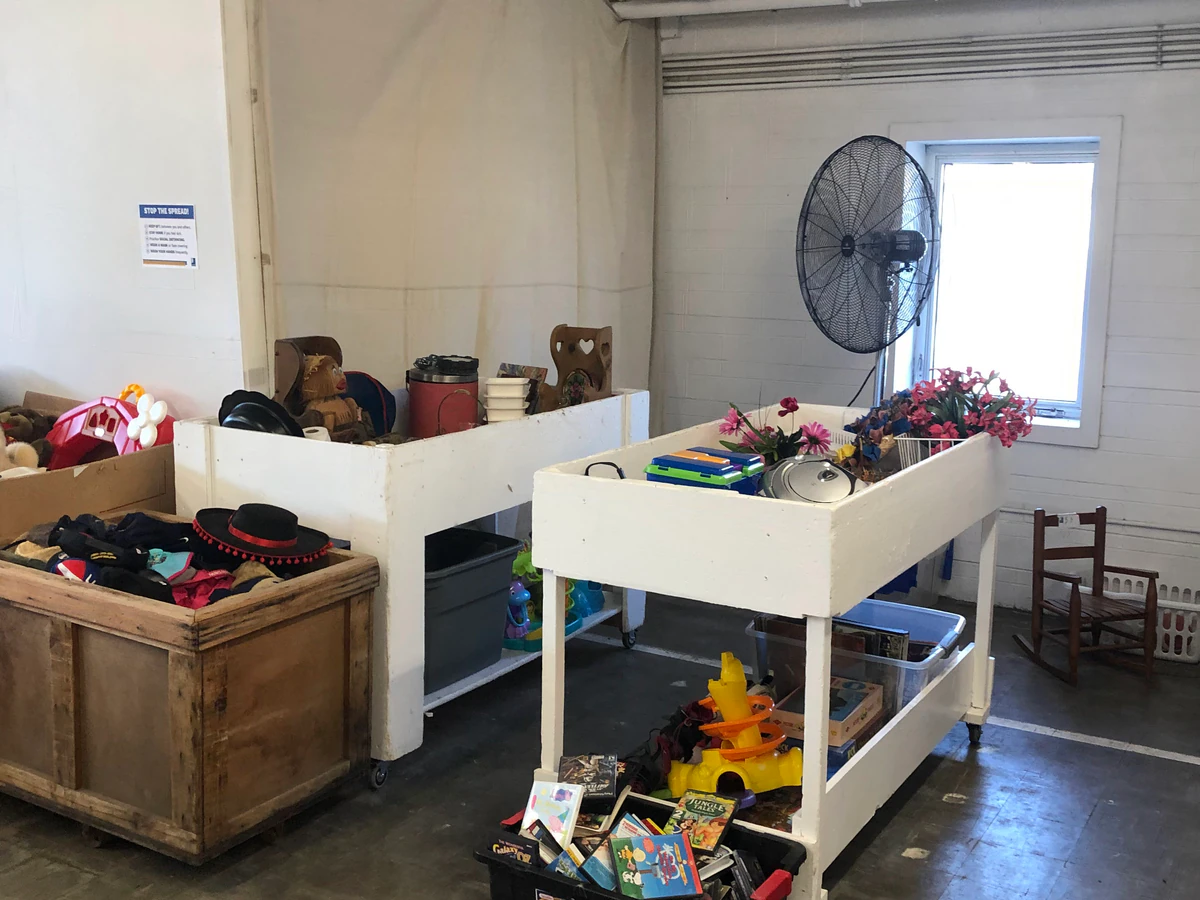 Goodwill Outlet Store Waterloo in Waterloo, Iowa, showing the donation entrance and bulk pricing signage.