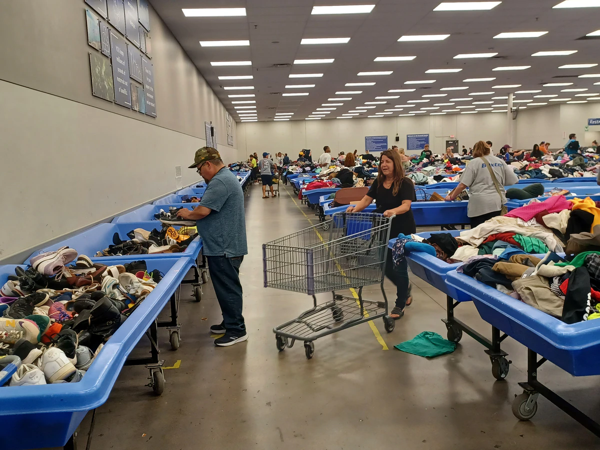 Goodwill Outlet in Milwaukee, Wisconsin, a Goodwill outlet store displaying a large open layout with rows of donation bins.