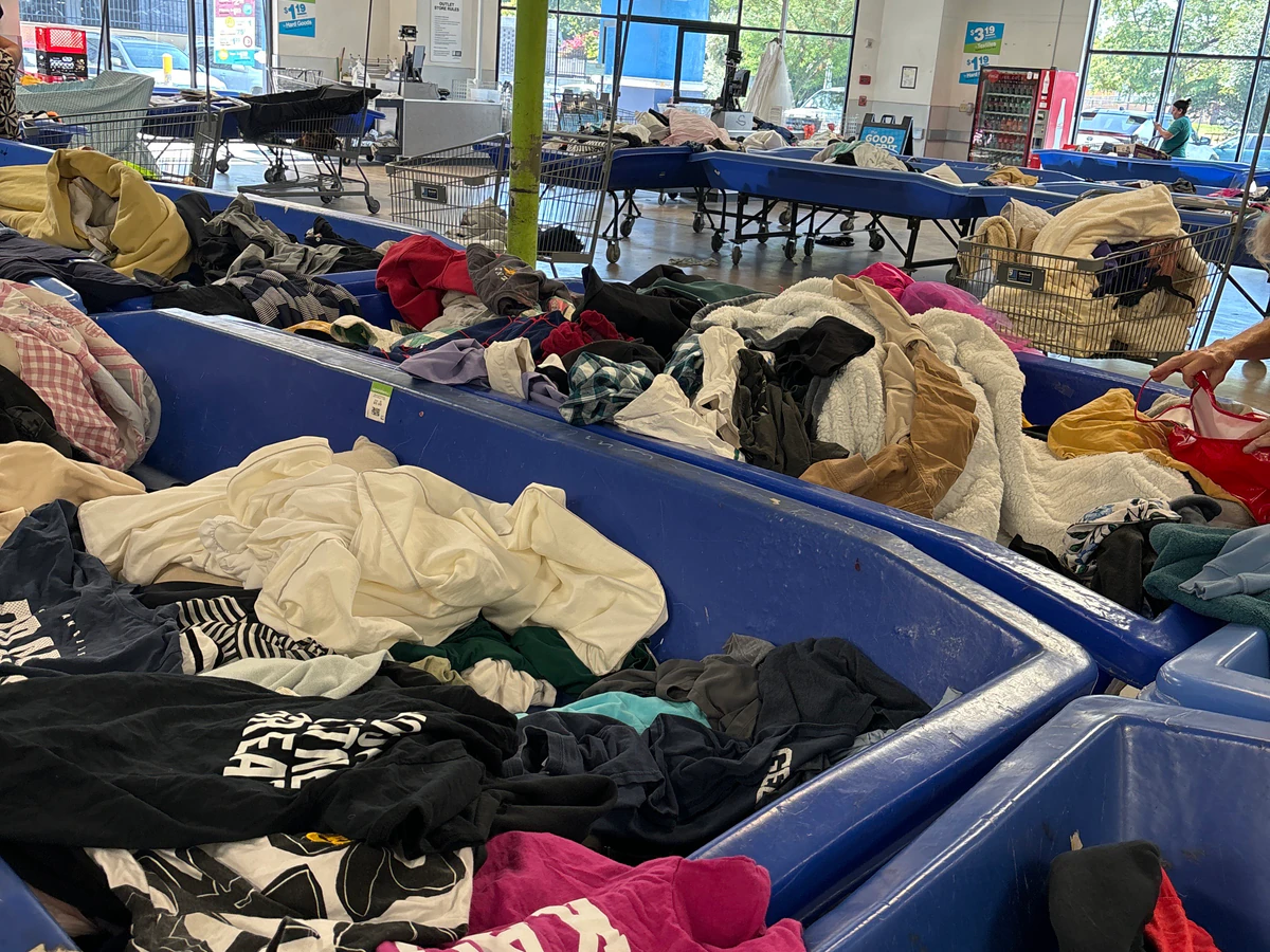 Goodwill Southern California Outlet Store, a Goodwill outlet store displaying a large open layout with rows of donation bins.