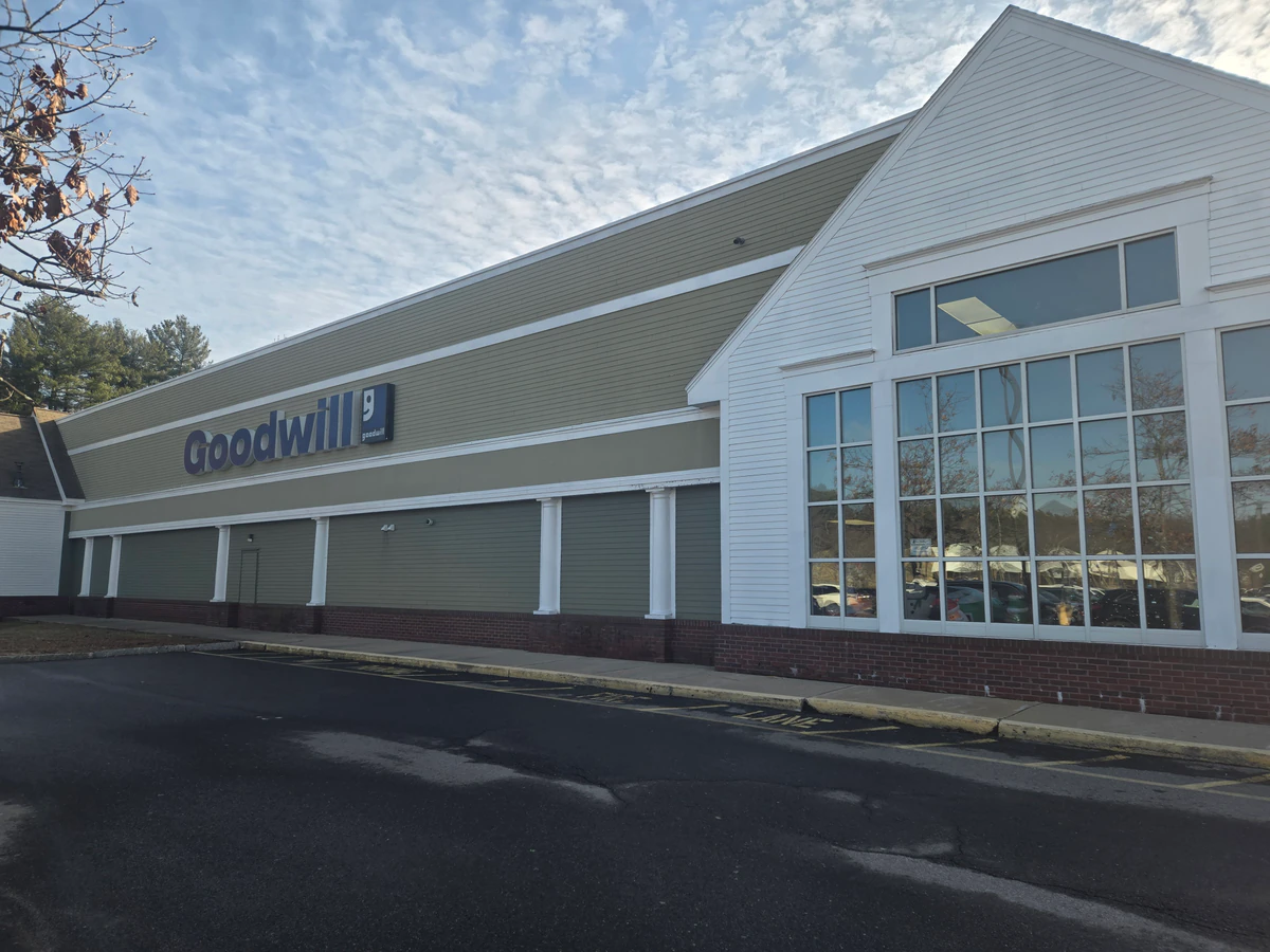Goodwill Store and Buy the Pound Outlet in Hudson, New-hampshire, showing the donation entrance and bulk pricing signage.