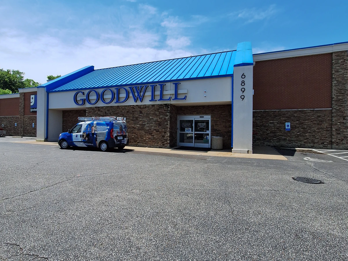 Goodwill Store in Memphis, Tennessee, a Goodwill thrift store showing neatly organized clothing racks and household goods.