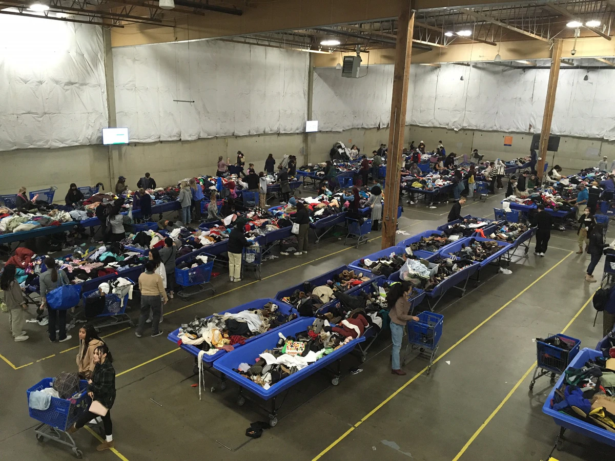 Seattle Outlet Goodwill in Seattle, Washington, displaying a large open layout with rows of donation bins.