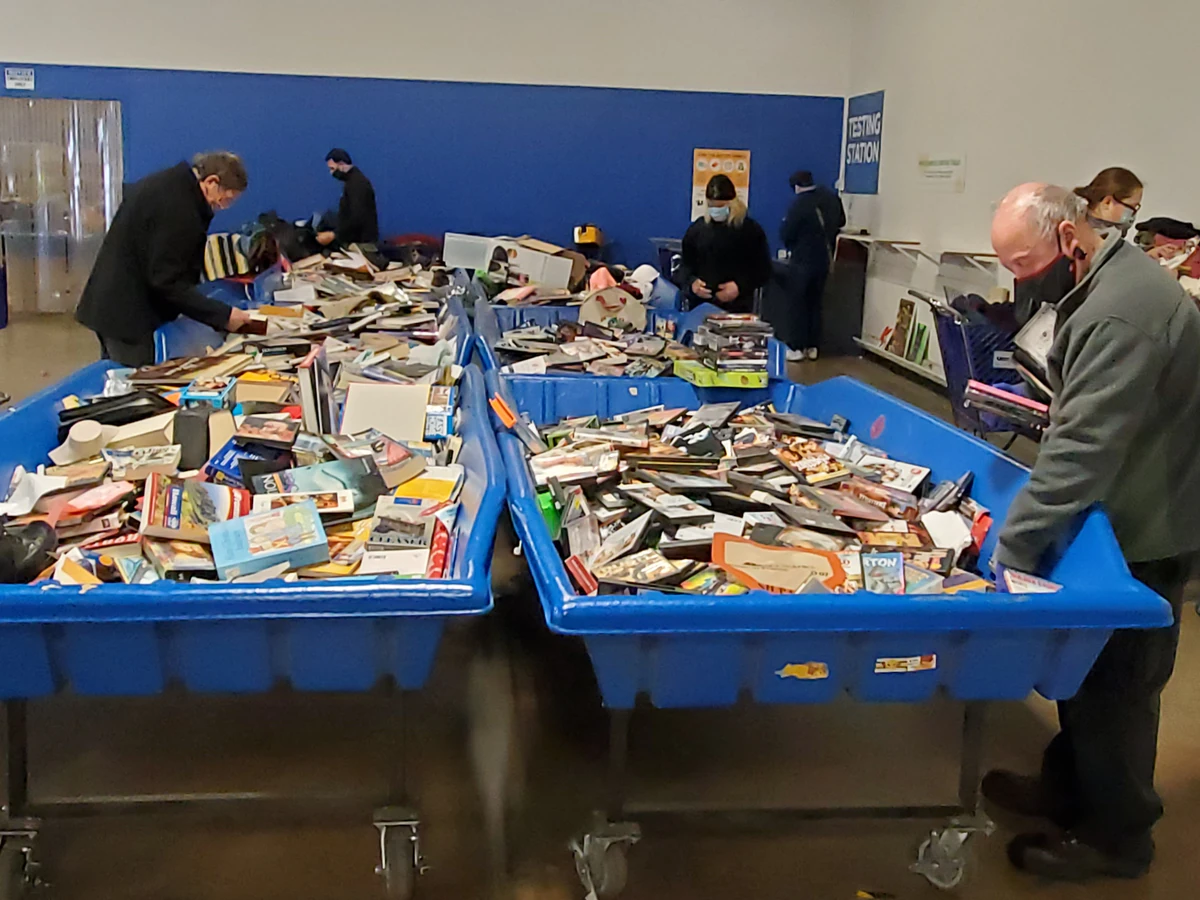 Tacoma Goodwill Outlet in Tacoma, Washington, a Goodwill outlet store showing the donation entrance and bulk pricing signage.