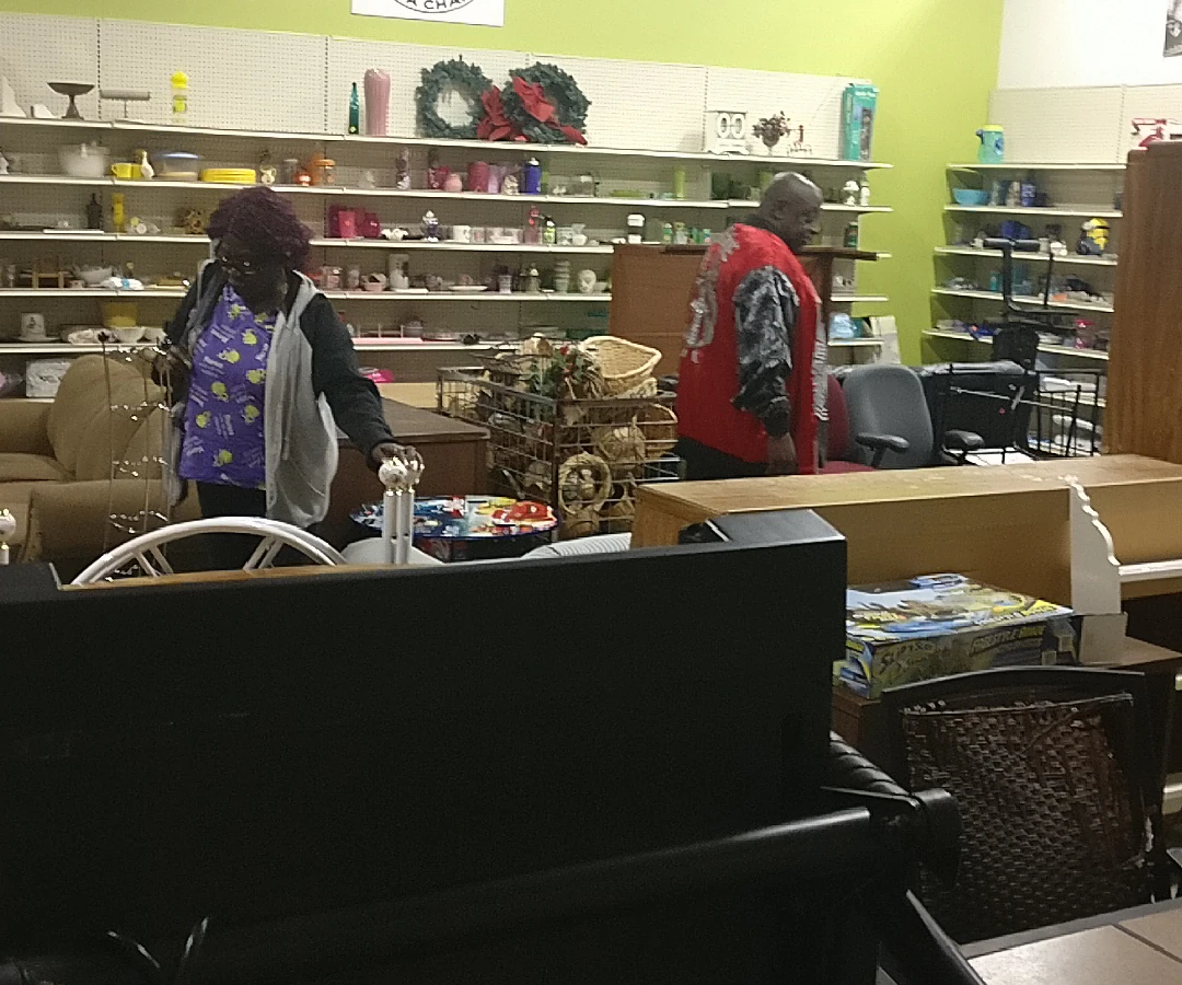 Triad Goodwill Store & Donation Center, a Goodwill thrift store featuring the main entrance and checkout area of the thrift .