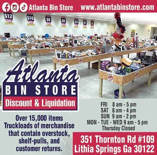 Atlanta Bin Store interior merchandise display - discount store in lithia springs, georgia.