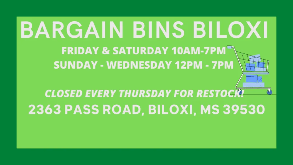 Bargain Bins Biloxi interior merchandise display - discount store in biloxi, mississippi.