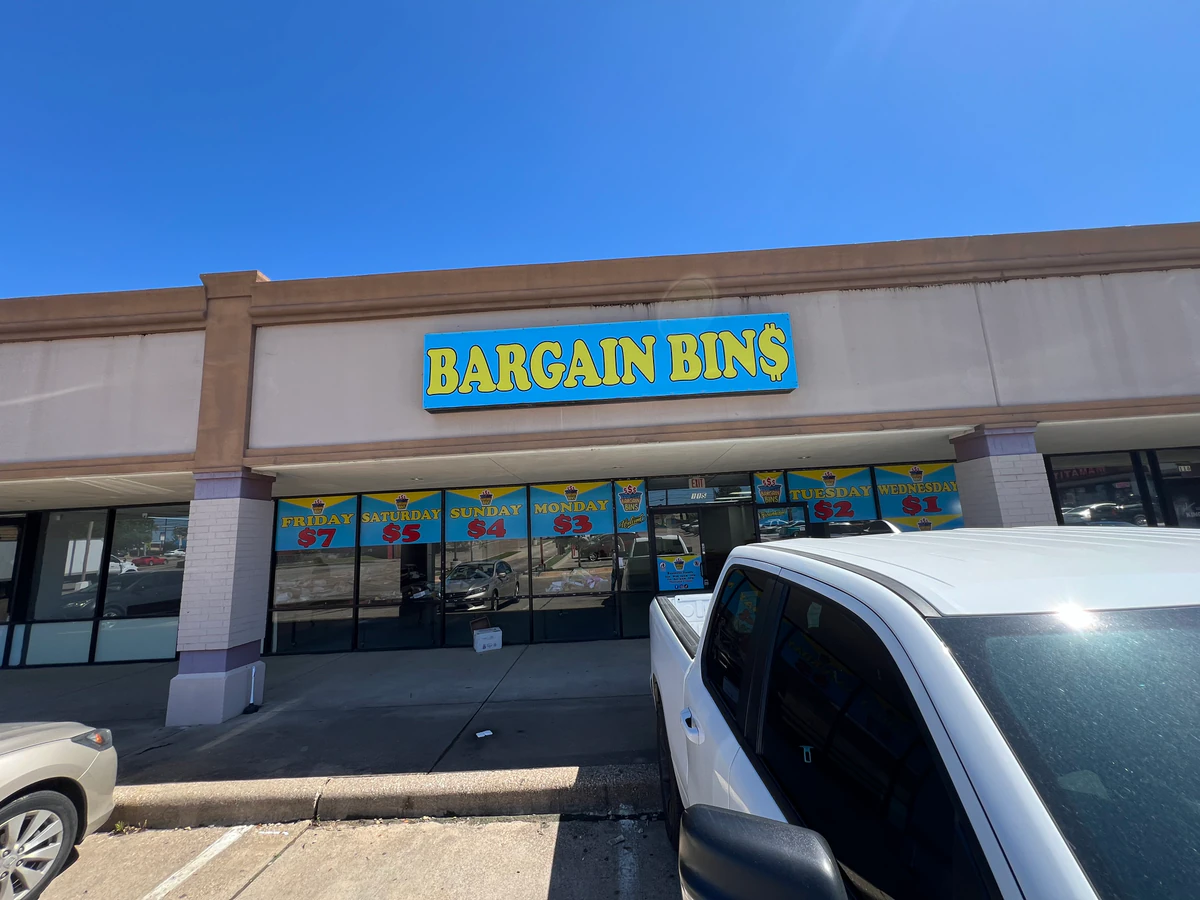 Bargain Bins interior merchandise display - discount store in garland, texas.