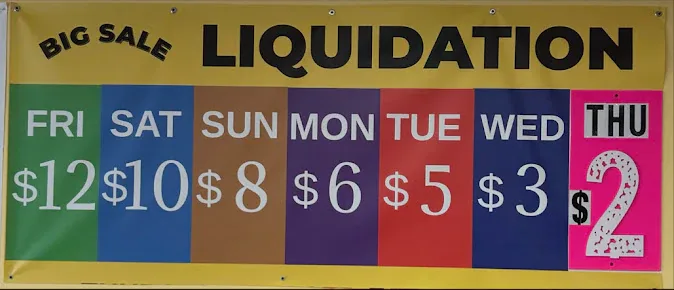 Big Sale Liquidation interior merchandise display - liquidator in clinton township, michigan.