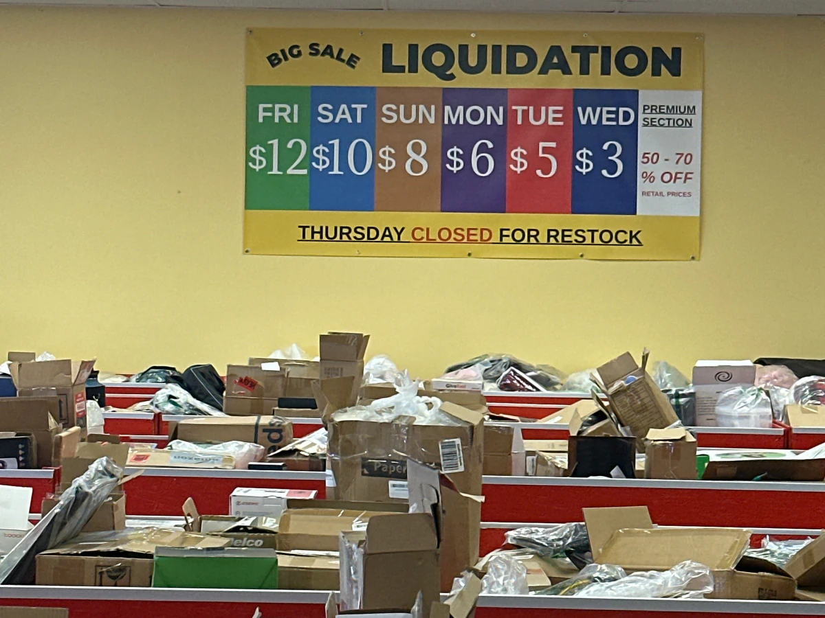 Big Sale Liquidation interior merchandise display - liquidator in clinton township, michigan.