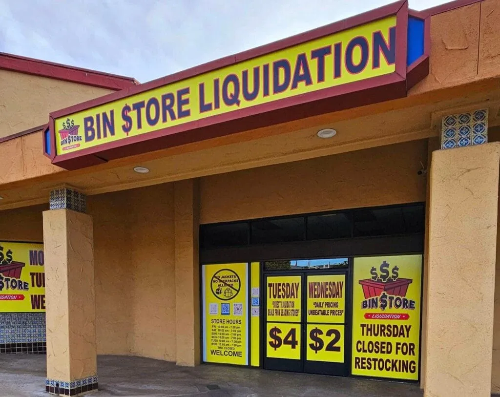 Bin Stores in Grover Beach, CA interior merchandise display - discount store.
