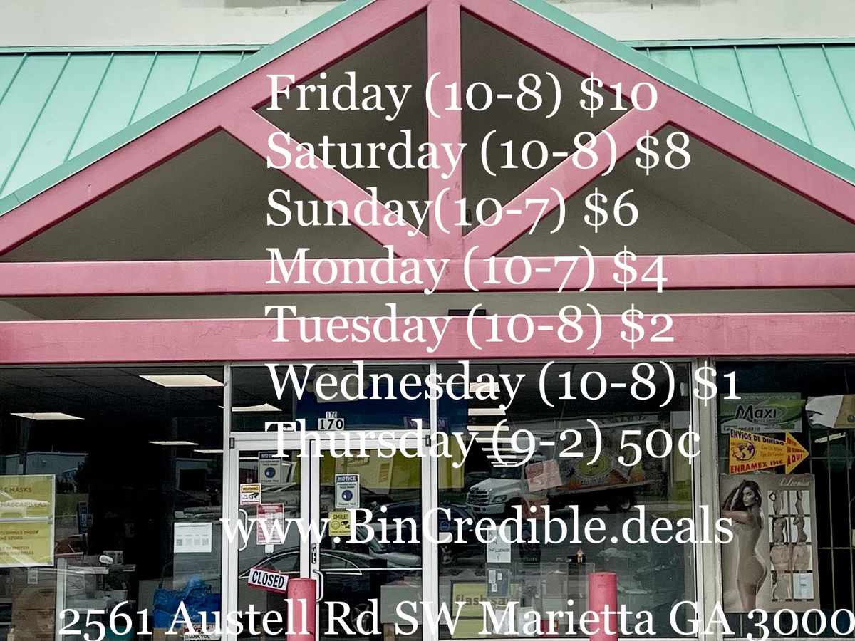 BinCredible Deals interior merchandise display - store in marietta, georgia.