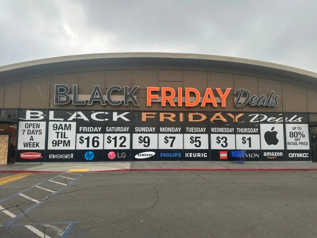 Black Friday Deals Fresno interior merchandise display - bin store in fresno, california.