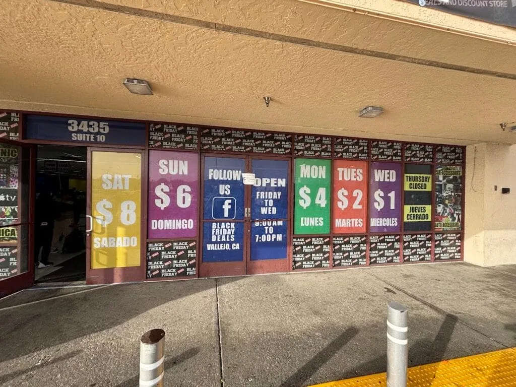 Black Friday Deals Vallejo, CA interior merchandise display - store in vallejo, california.