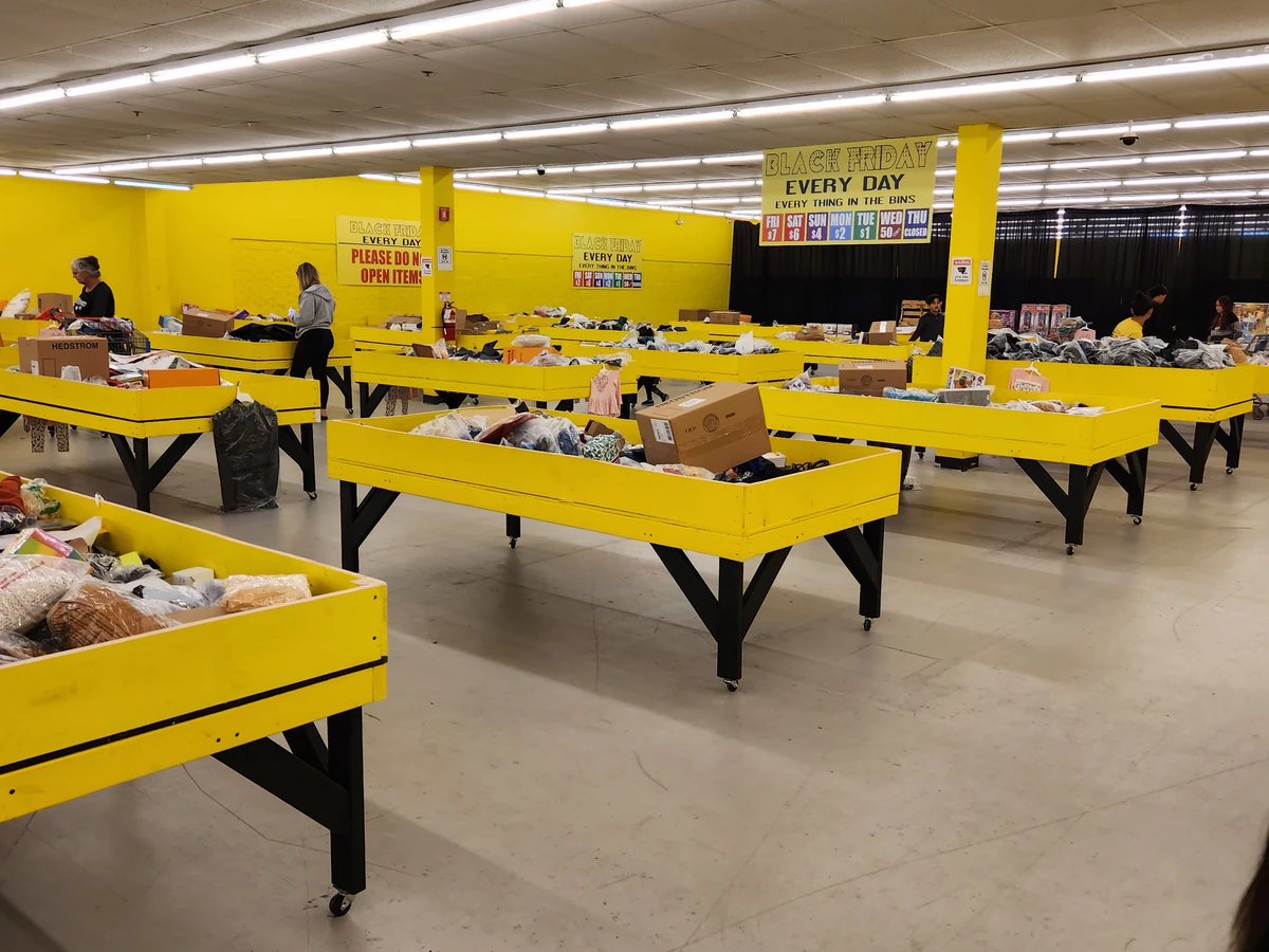 Black Friday Everyday interior merchandise display - bin store in waterford twp, michigan.