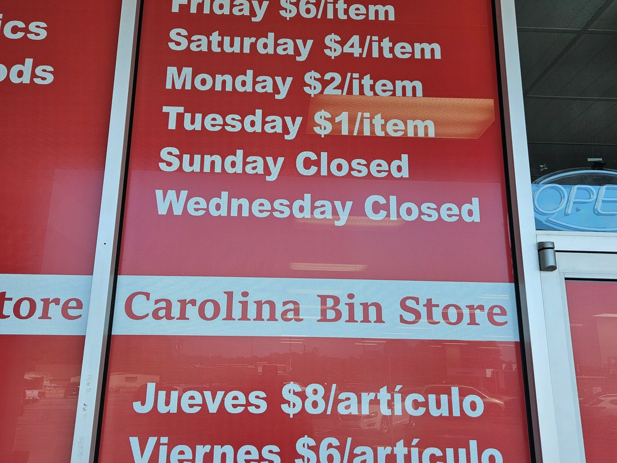 Carolina Bin Store interior merchandise display - discount store in greenville, south carolina.