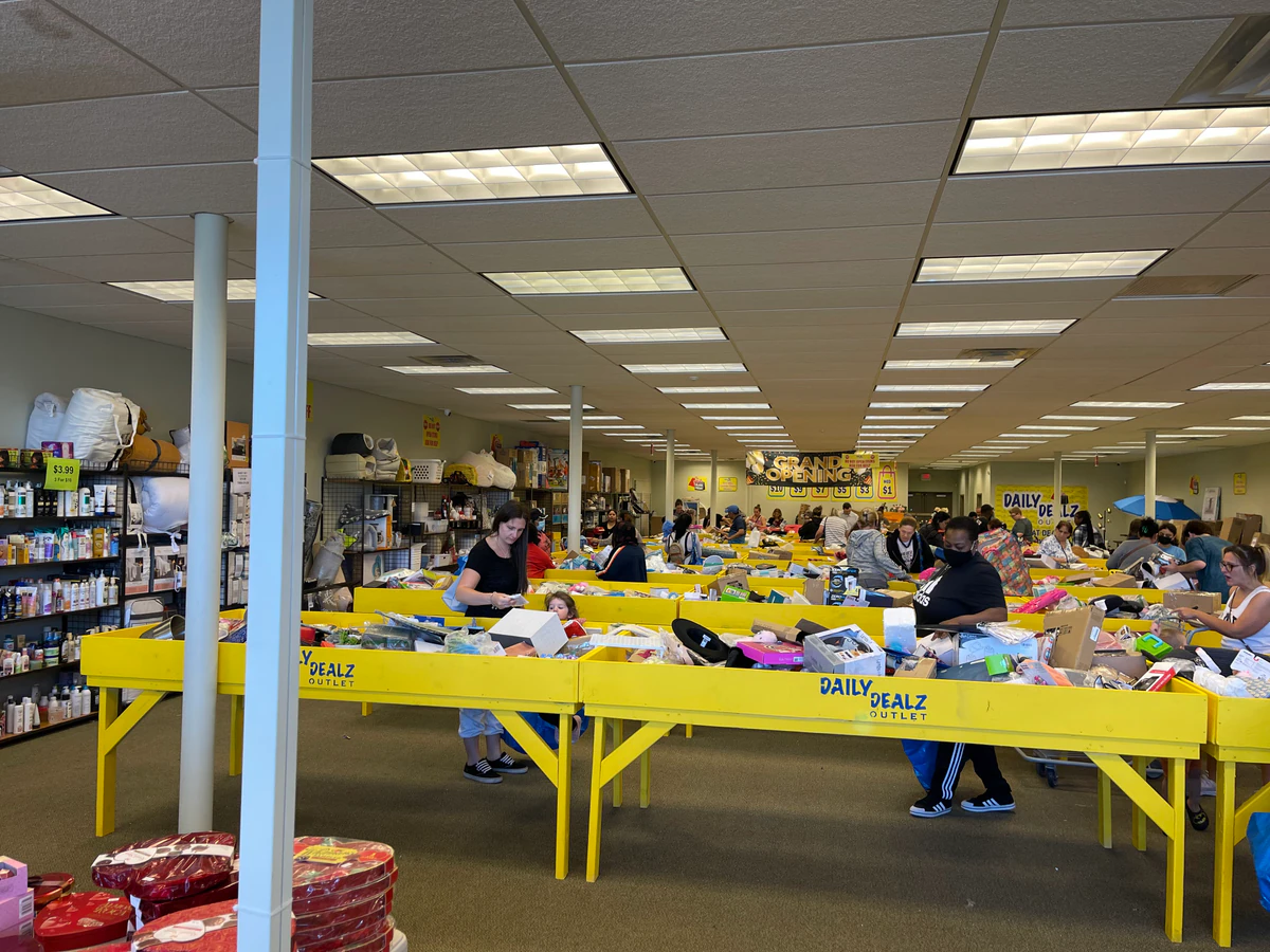 Daily Dealz Outlet interior merchandise display - bin store in warren, michigan.