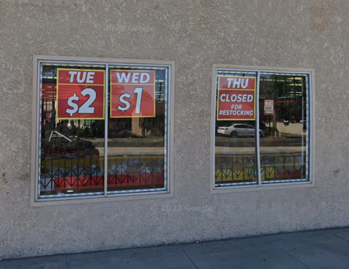 Deal Buster interior merchandise display - discount store in hemet, california.