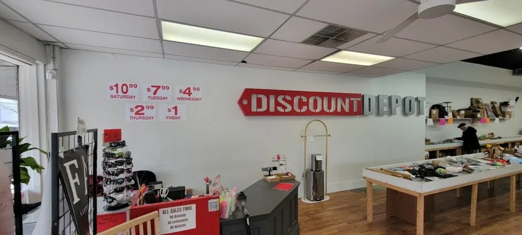 Discount Depot interior merchandise display - bin store in newton, kansas.