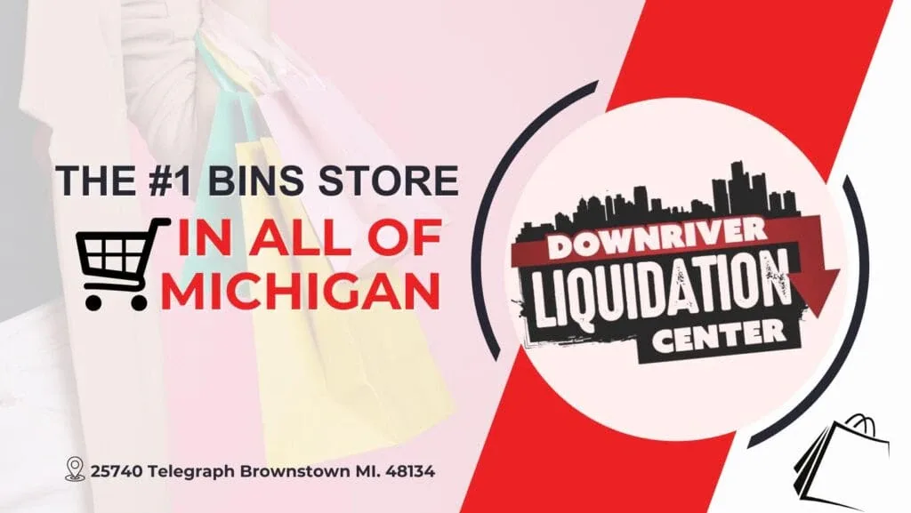 Downriver Liquidation Bin store interior merchandise display - discount store in brownstown, michigan.
