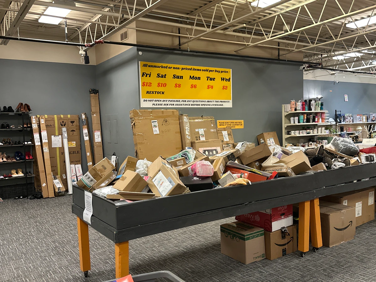 EZBuy Bins interior merchandise display - discount store in waite park, minnesota.