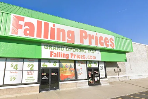 Falling Prices interior merchandise display - bin store in chino valley, arizona.