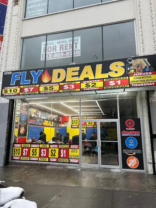 Fly Deals interior merchandise display - discount store in bronx (two locations), new york.