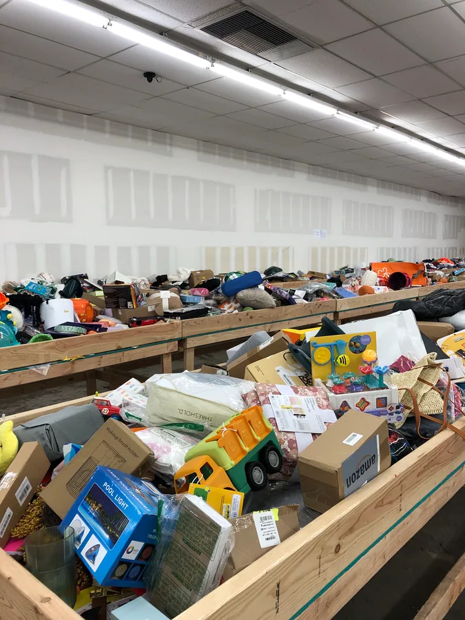 Inside Great Deal Bin Store bin store in Farmington, NM showing liquidation bins and bargain finds.