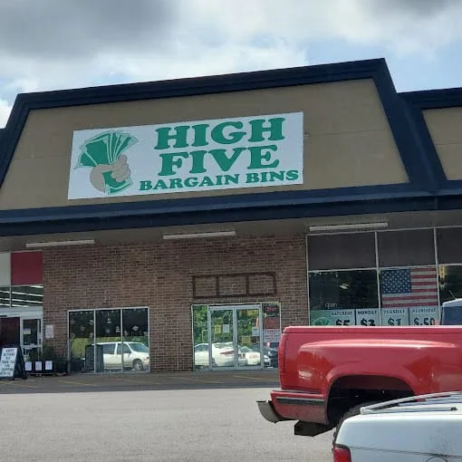 High Five Bargain Bins interior merchandise display - discount store in summerville, georgia.