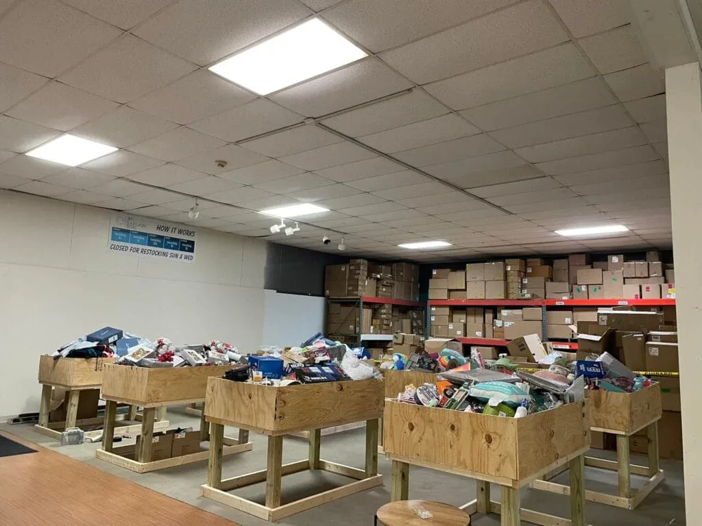 JRC Bargain Bins interior merchandise display - store in fremont, michigan.