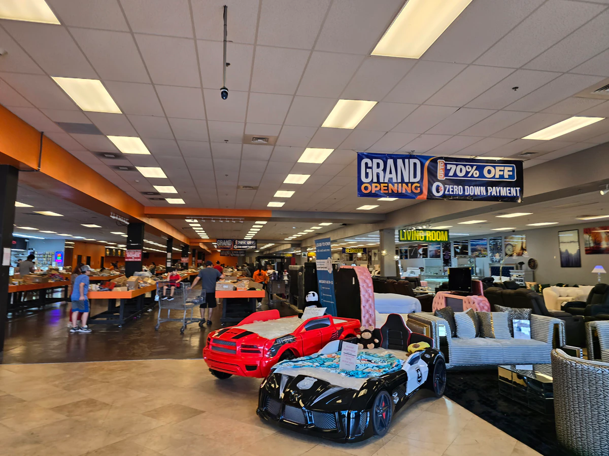 Krazy Dealz interior merchandise display - bin store in doraville, georgia.