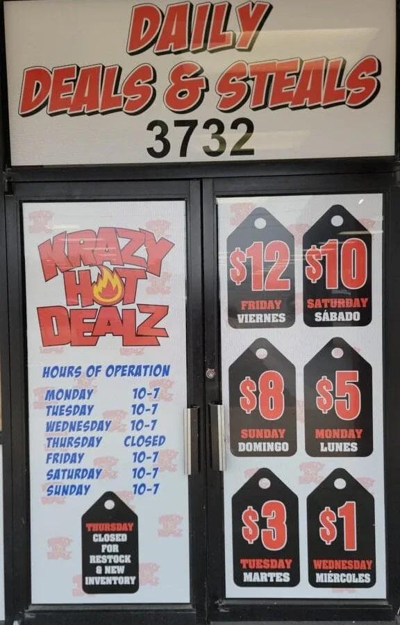 Krazy Hot Dealz interior merchandise display - discount store in lincoln park, michigan.