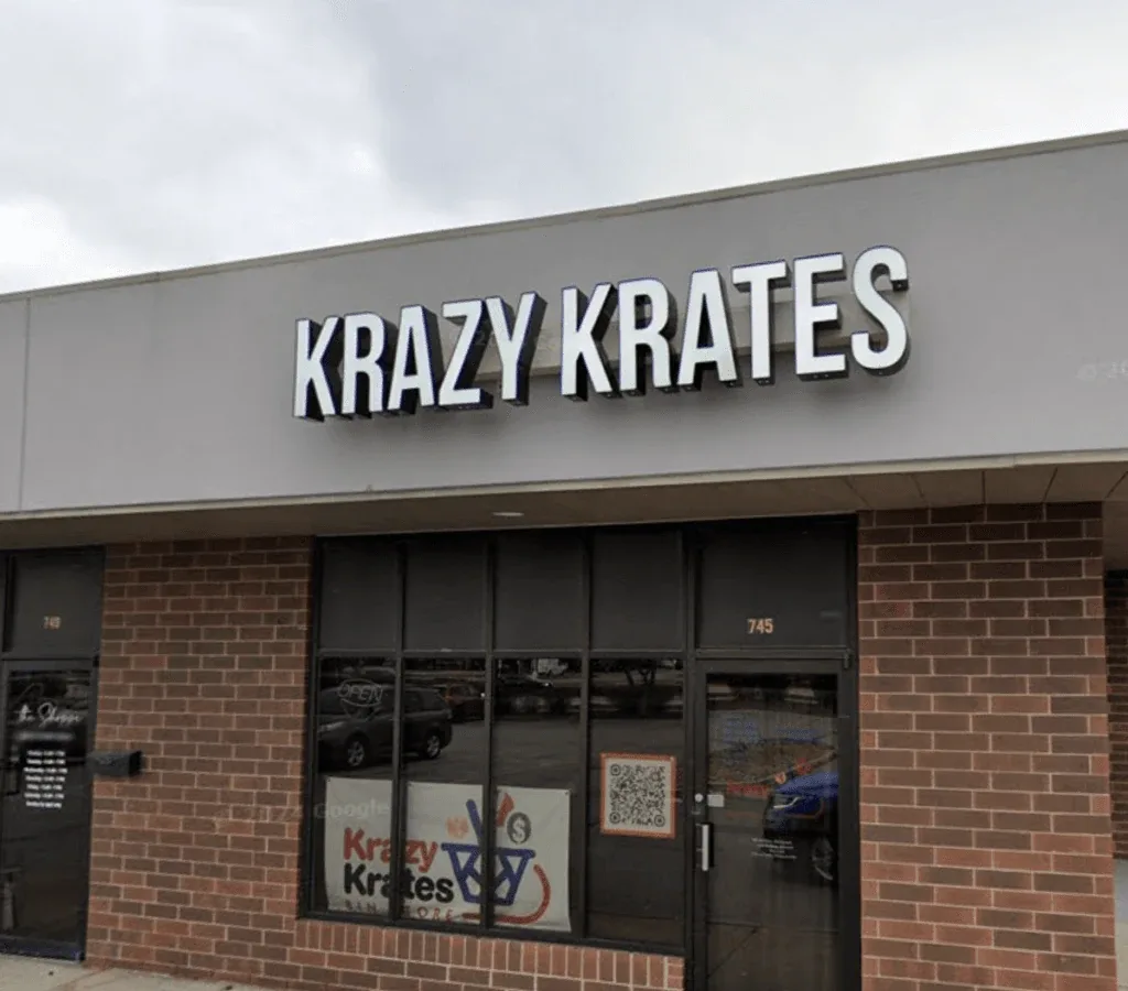 Krazy Krates interior merchandise display - discount store in ankeny, iowa.