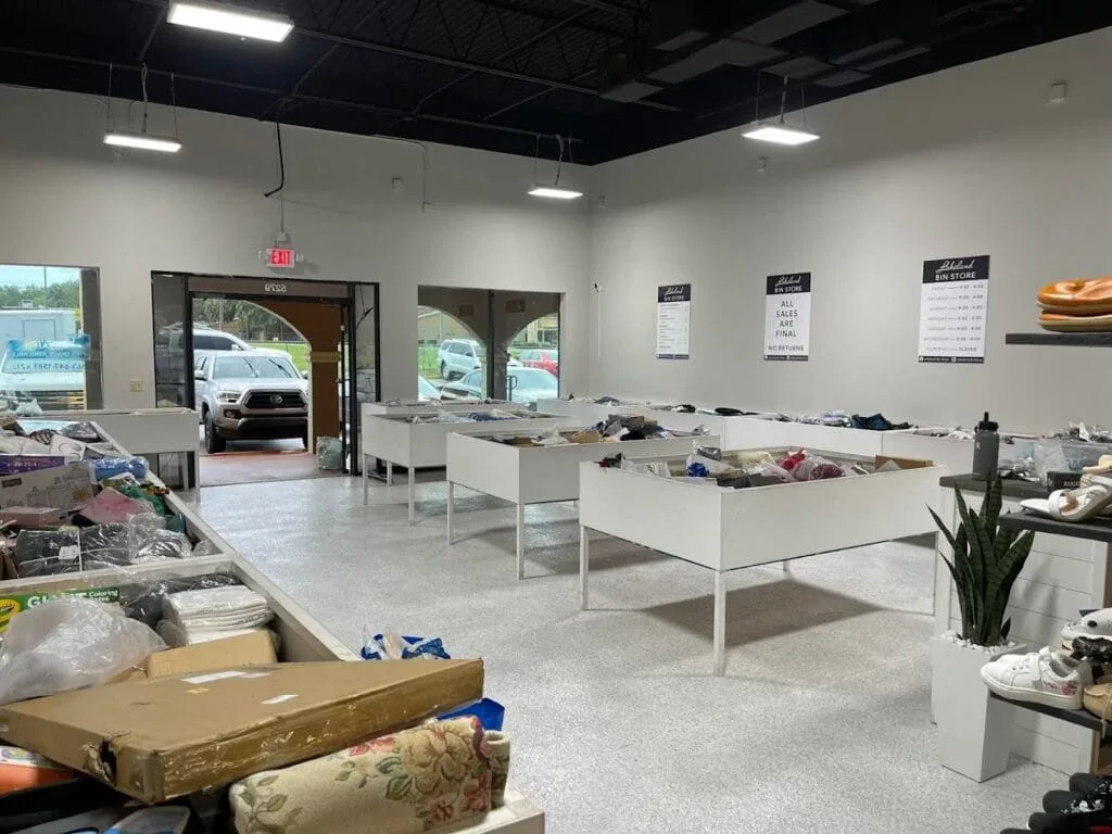 Lakeland Bin Store LLC interior merchandise display - clothing store in lakeland, florida.