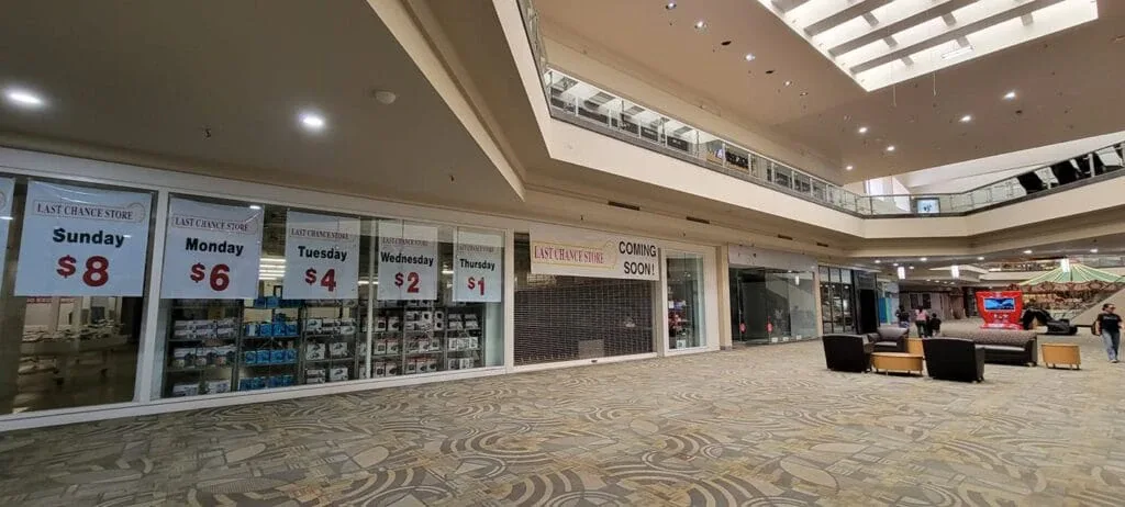 Last Chance Store interior merchandise display - bin store in westminster, california.